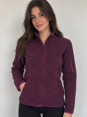 L.L.Bean XS Petite Plum Full Zip Sweater Fleece Jacket Outdoor Gorpcore